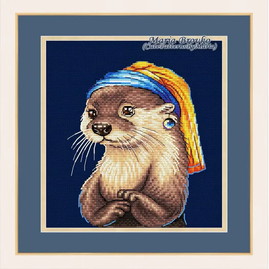 [CC4223-Otter with Pearl Earri - đánh giá và giá Cross Stitch Stamped Kits Beginners