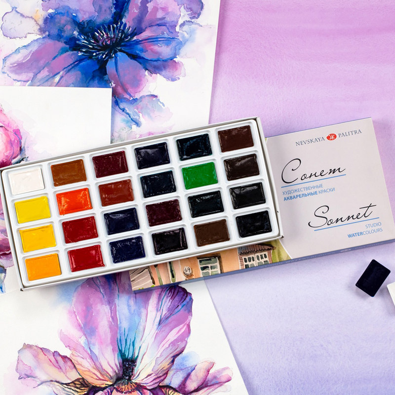 Russia White Nights Solid Wate - đánh giá và giá Watercolor Paint Set Solid Pigment