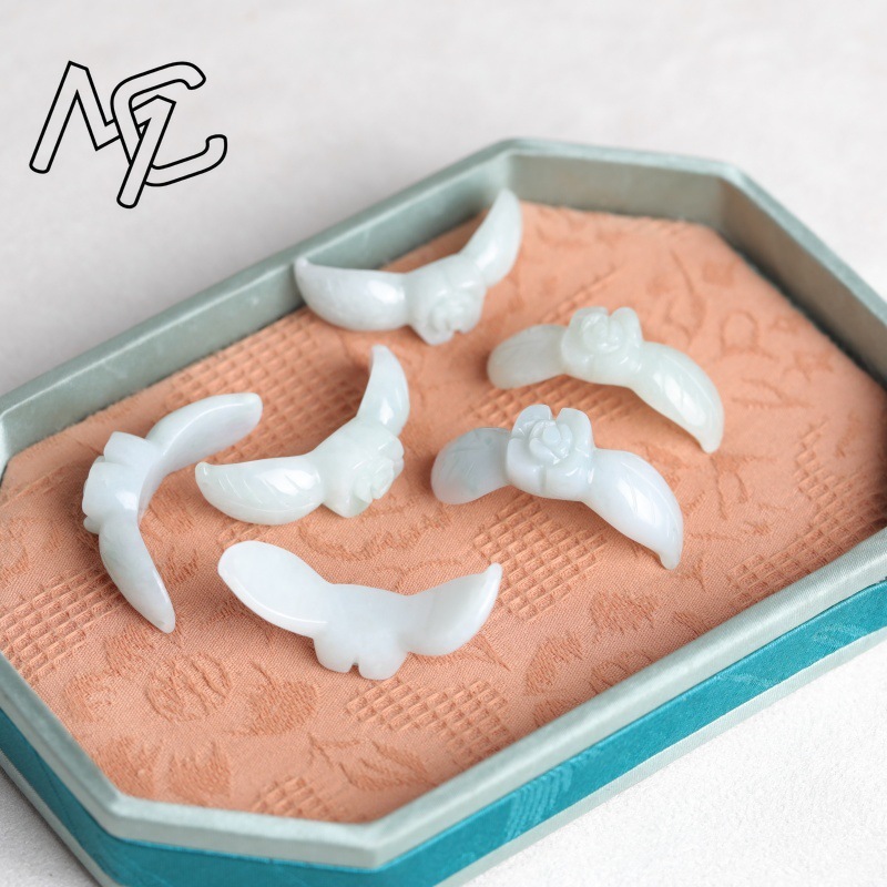 2PC Natural White Jadeite Jade - đánh giá và giá Beading