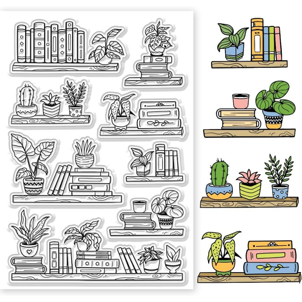 Potted Bookshelf Clear Stamps  - đánh giá và giá Clear Silicone Stamps For Card Making