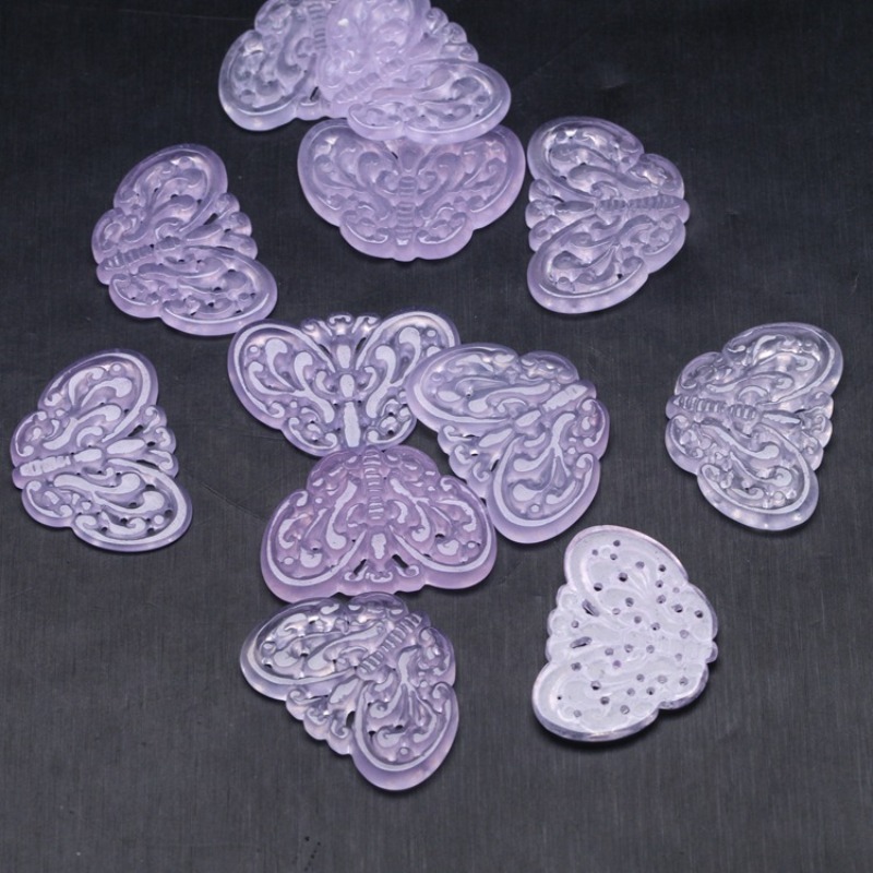 2pc Natural Purple Jade Hollow - đánh giá và giá Beading