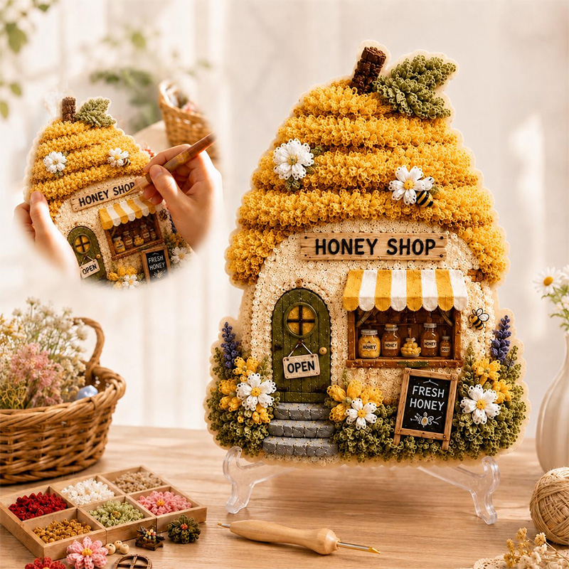 3D Mushroom House Poke Art DIY - đánh giá và giá Sewing