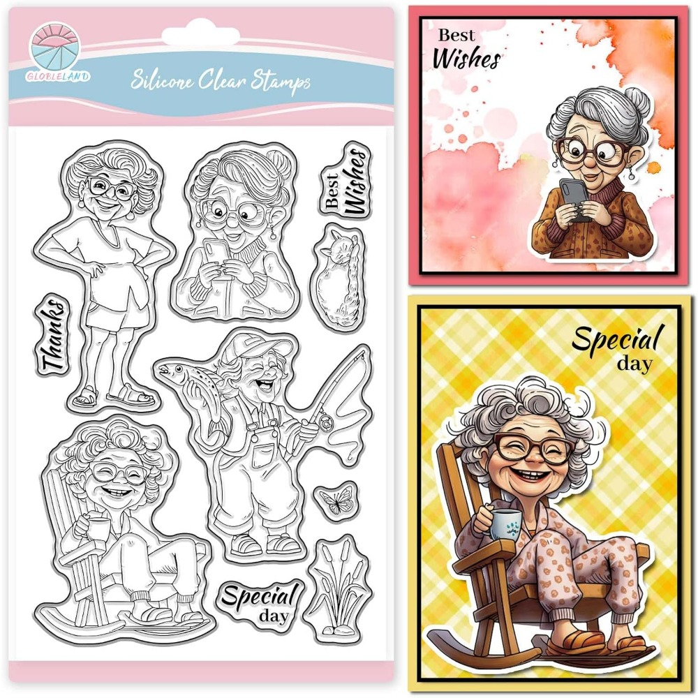 Smiling Old Lady Clear Stamps  - đánh giá và giá Clear Silicone Stamps For Card Making