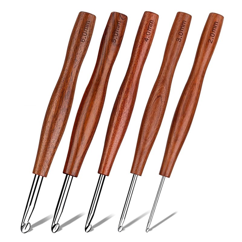 AS94-5 Pcs Crochet Hook, 5 Siz - đánh giá và giá Wooden Crochet Hooks Ergonomic Handle