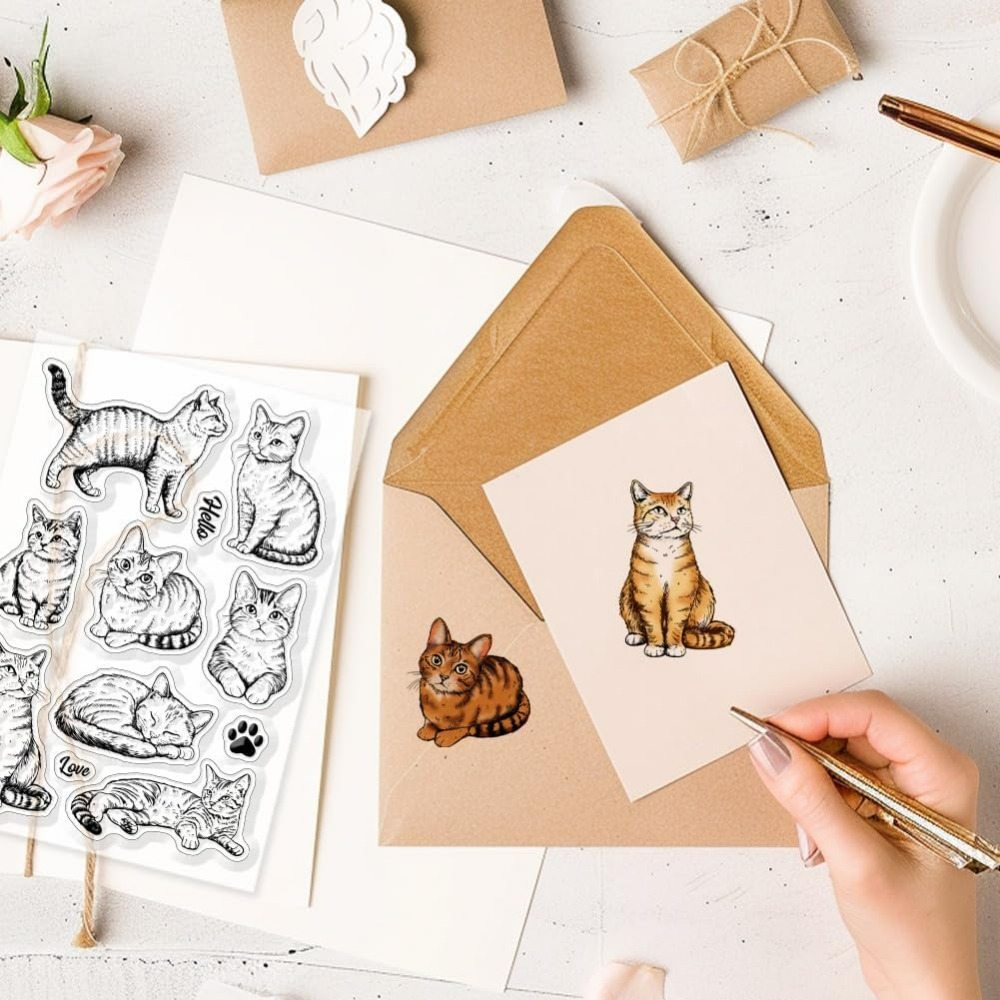 Cat Clear Stamps Realistic Cat - đánh giá và giá Clear Silicone Stamps For Card Making