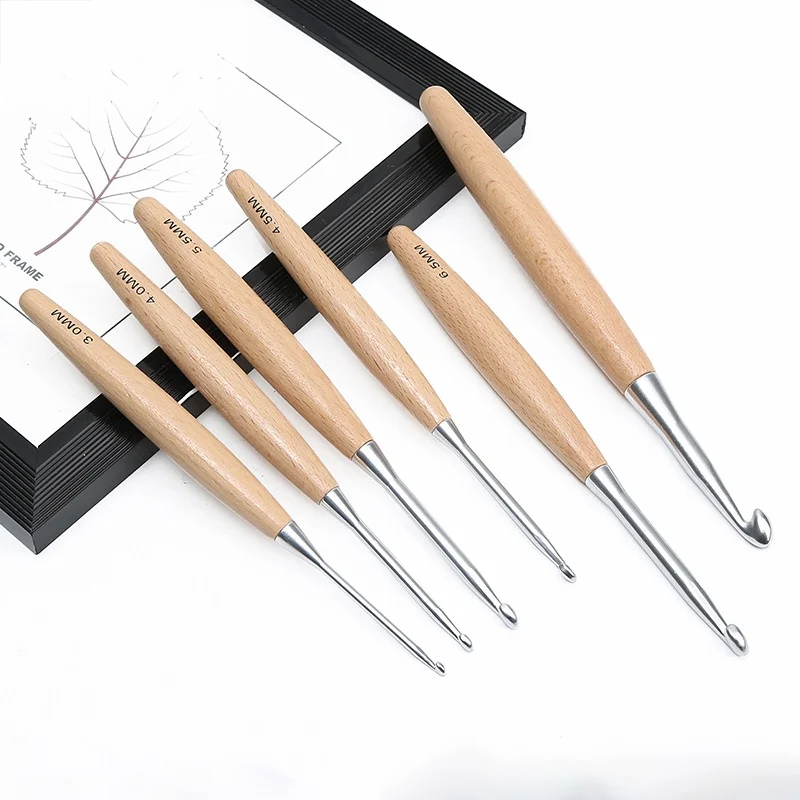 1/11pcs Wooden Handle Crochet  - đánh giá và giá Wooden Crochet Hooks Ergonomic Handle