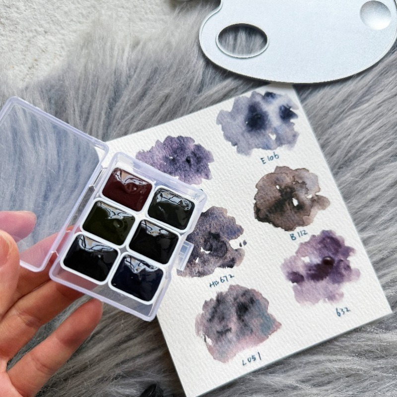 6 Colors 1ml White Night Colle - đánh giá và giá Watercolor Paint Set Solid Pigment
