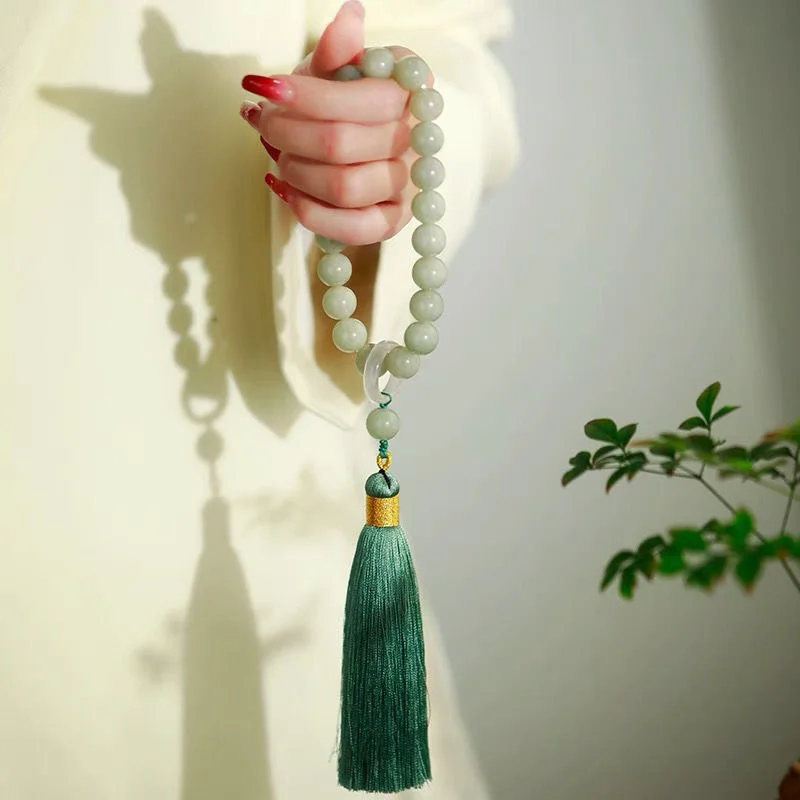 Đá Ngọc Tủy Xanh Hạt 12Mm Tua  - đánh giá và giá Beading